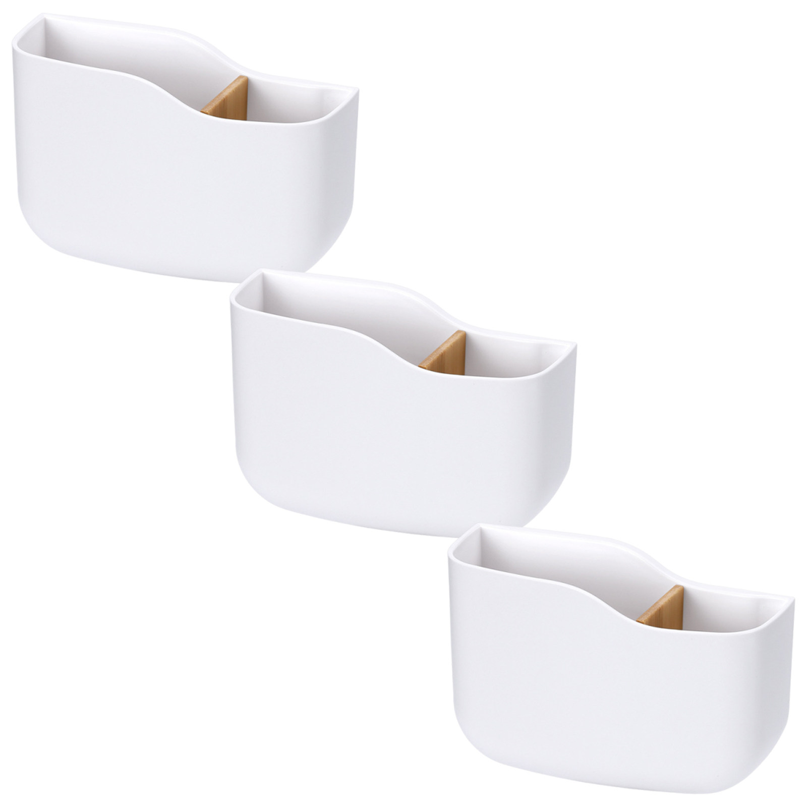 Food Storage With Dividers - 3個入りリモコンホルダー 壁掛けオーガナイザー 竹製仕切り ドリル不要 メディアプレーヤー収納ボックス スマホ充電ラック