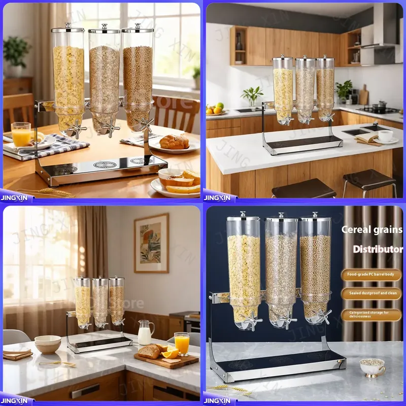Food Storage No Pantry - ステンレス製シリアルディスペンサー、バルク食品保存容器、キッチンパントリーオーガナイザー、オートミール穀物分離ビン