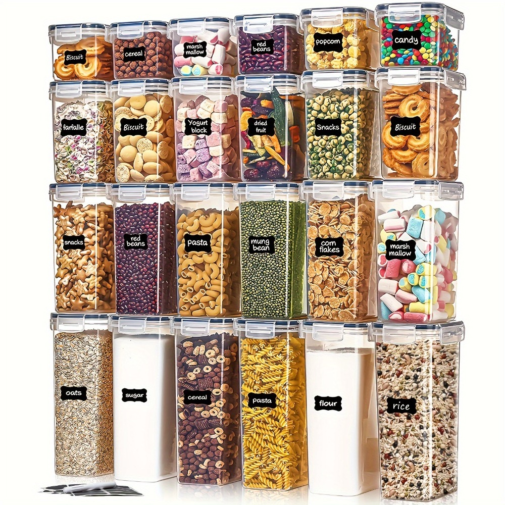 Food Storage With Dividers - 24個入り食品保存容器 12箱 12蓋 気密パントリーオーガナイザー キッチンアクセサリー ガジェットツール