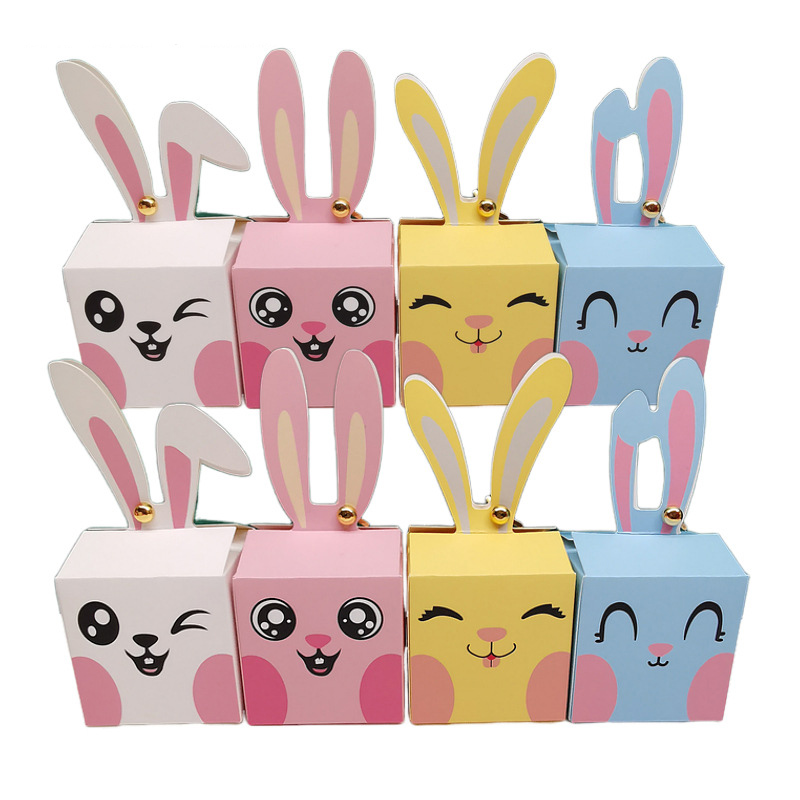 Food Storage For Baby - 12/24 個漫画ウサギのキャンディボックスハッピーイースター子供ベビーシャワーチョコレートケーキ好意ギフト包装ボックス誕生日パーティー用品