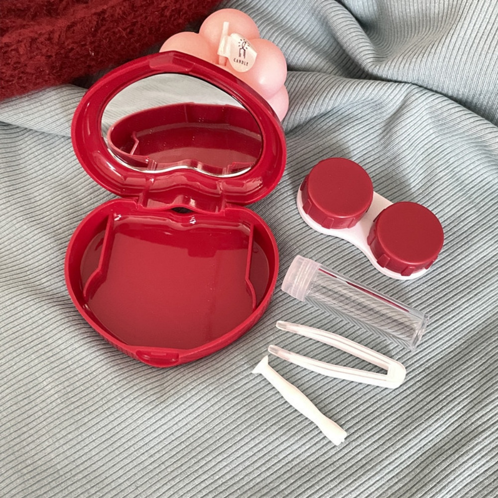 Food Storage With Dividers - 旅行用コンタクトレンズケース 食品グレード キャンディーカラー レンズボックス ミラー付き アイウェアオーガナイザー