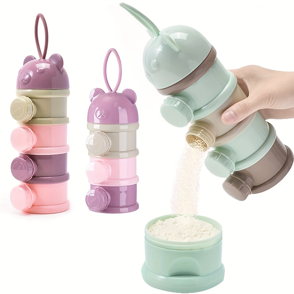 Food Storage 1 Year - ストラップ付き大容量ベビーミルクパウダーコンテナ、ベビーフォーミュラディスペンサー、積み重ね可能な食品保存ボックス、ポータブルスナックボックス