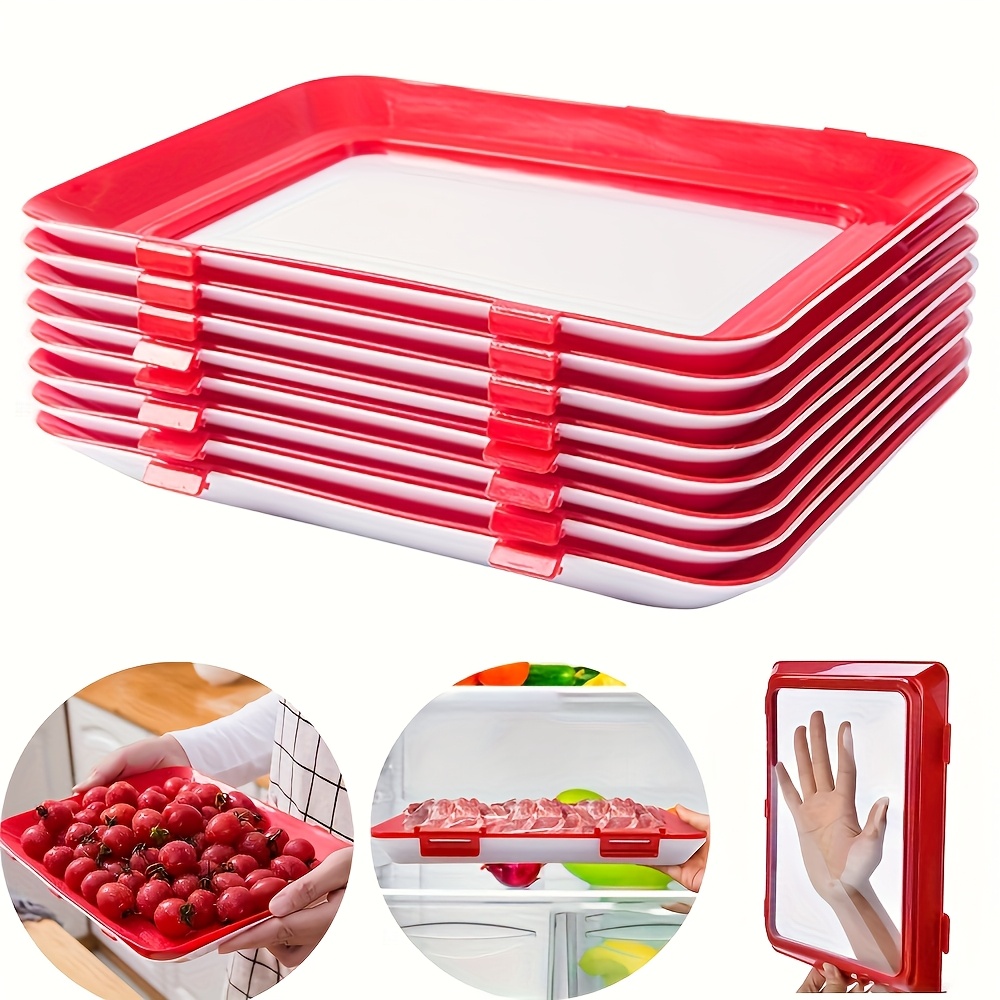 Food Storage Food Safety - 食品保存トレイ 再利用可能 積み重ね可能 肉保存 安全プラスチック 食品冷蔵庫保存トレイ