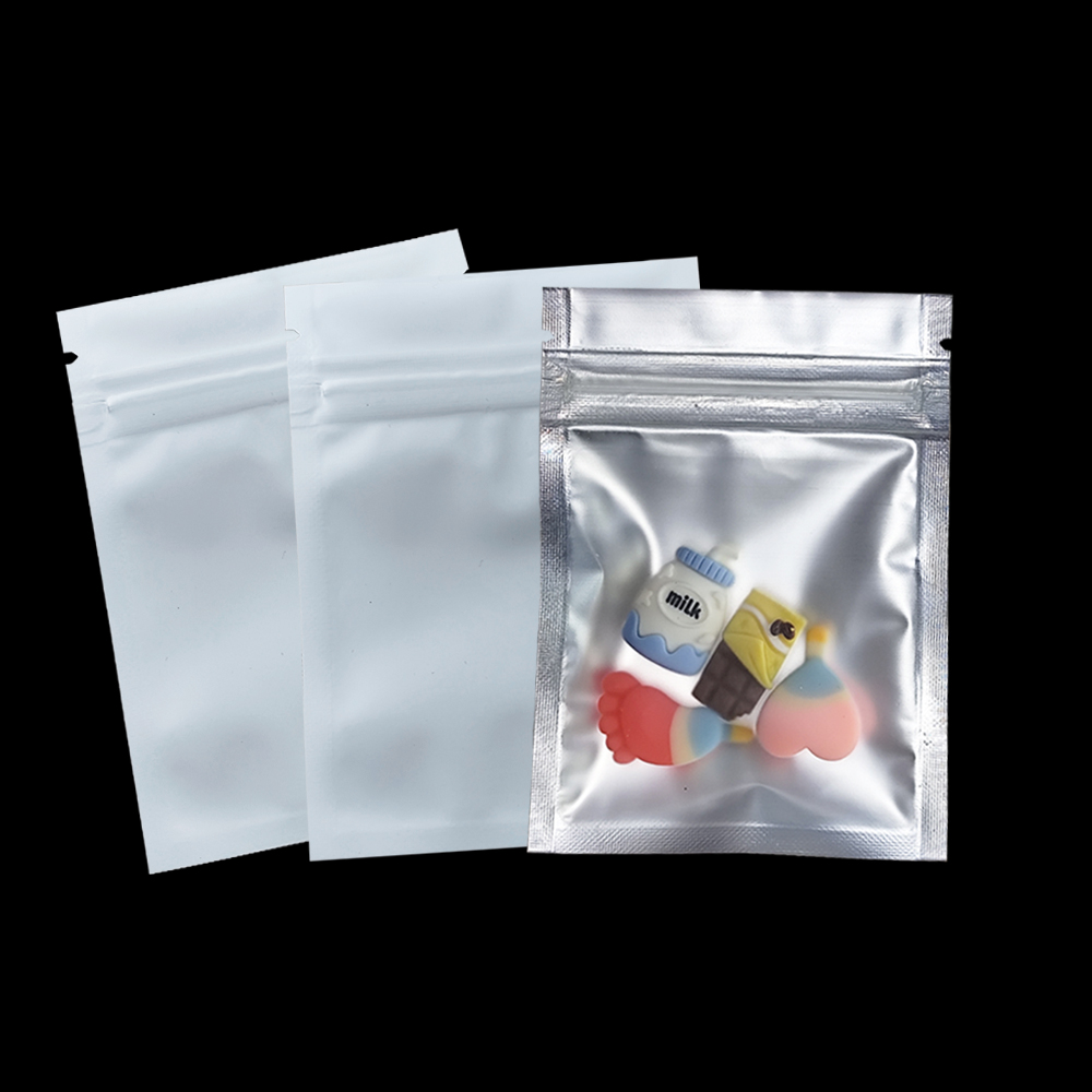 Food Storage Mylar Bags - ジッパー付きの透明なビニール袋,再封可能なアルミホイルバッグ,つや消し,白,マイラー,ジップロック,ホイル,食品貯蔵ポーチ,100個,バッチ
