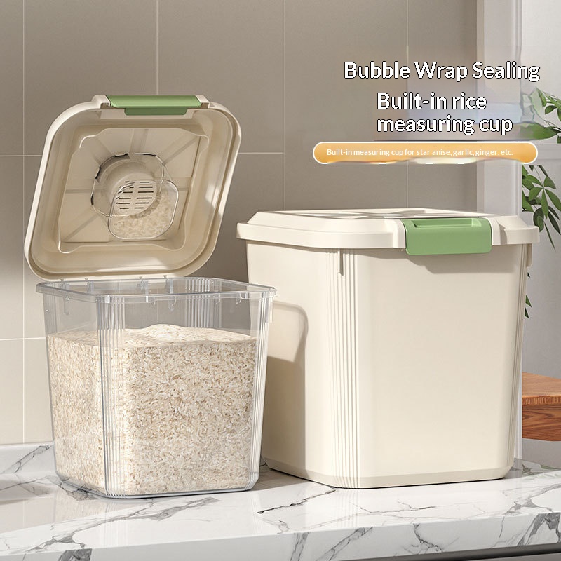 Food Storage On Wheels - 1個入り食品グレード透明米びつ、ホイール付き、気密キッチン用防虫・防湿穀物保存容器、フリップ蓋デザイン