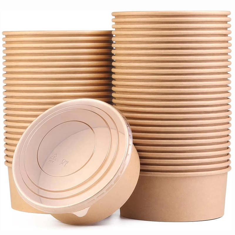 Food Storage Hot Box - 15個入りクラフト紙ボウル、フルーツサラダボックス、使い捨て持ち帰り用温冷食品保存容器、パーティーピクニック用スープスナックカップ