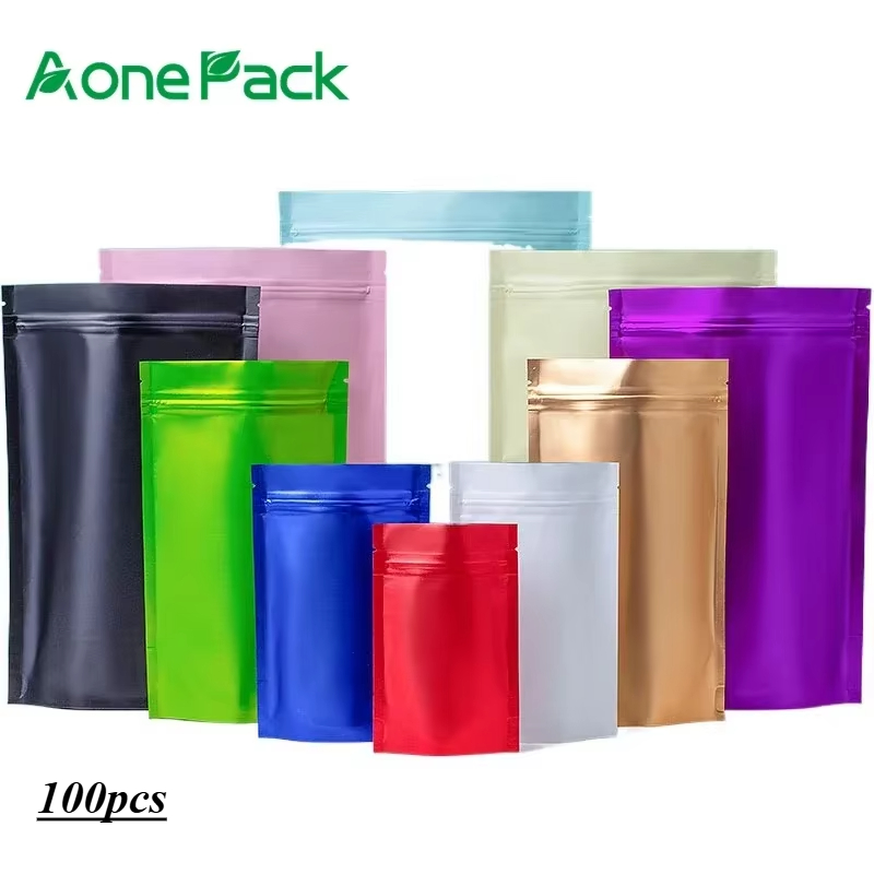 Food Storage Bags Zip Lock Pouch - 100 個カスタムマット仕上げ種子包装袋プラスチックジップロック Doypack アルミ箔ミルクパウダー有機食品保存袋