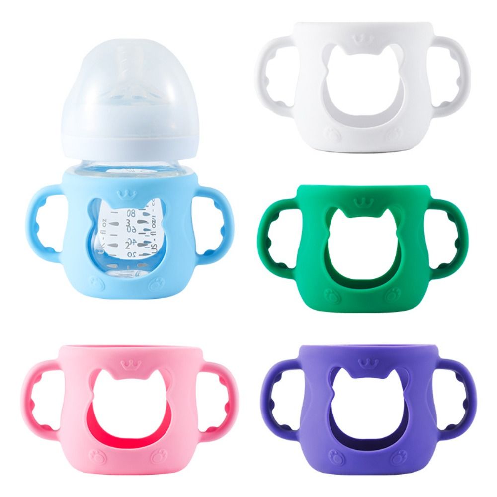 Food Storage For Baby - ユニバーサル哺乳瓶カバー ハンドル付き破損防止哺乳瓶ホルダー 耐久性のある断熱シリコンスリーブ 幼児用
