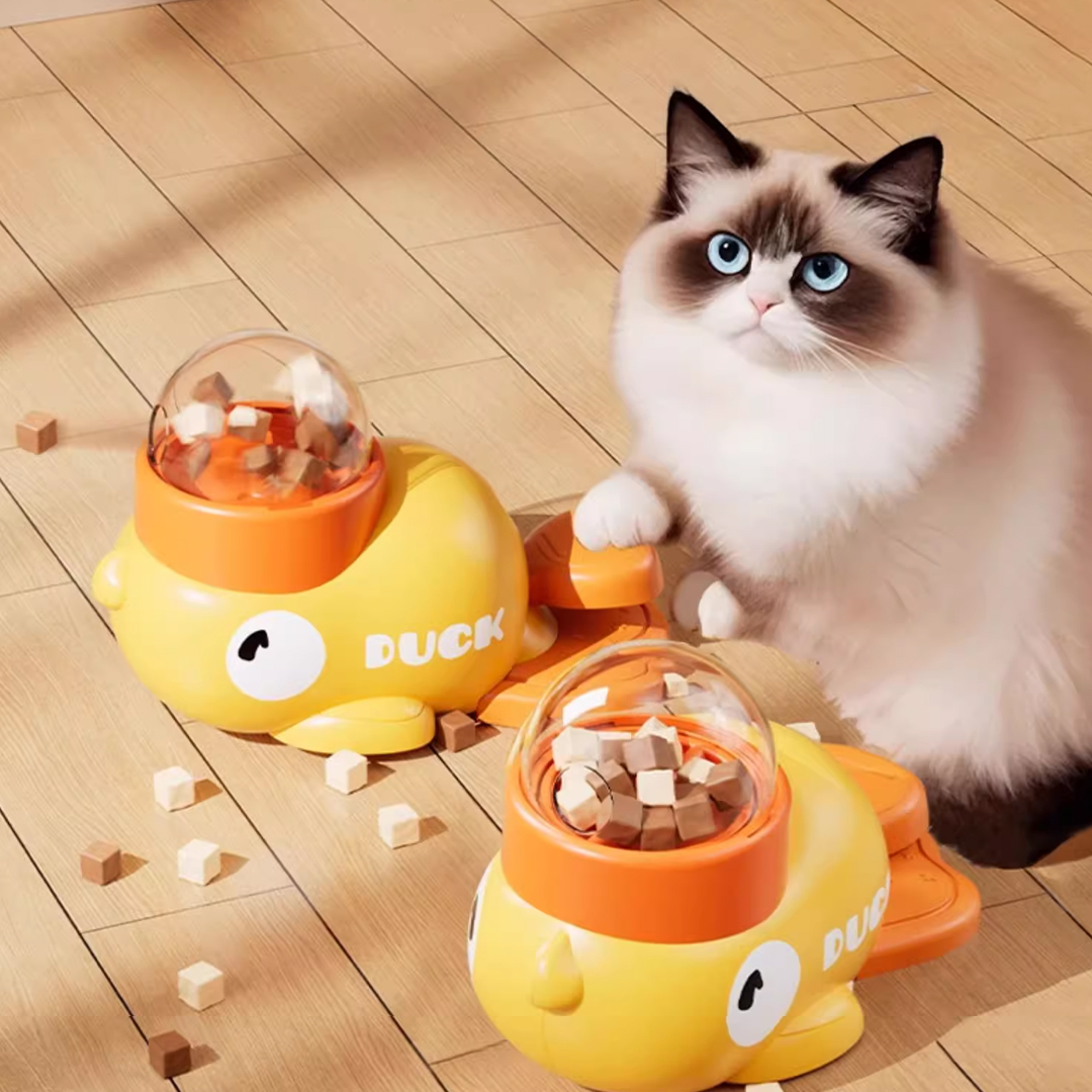 Food Storage Yellow - 黄色いアヒルの形をしたインタラクティブフィーダーは、ペットの訓練用のパズルおもちゃで、猫と犬の両方に適したユニバーサルインタラクティブフィーダーです。