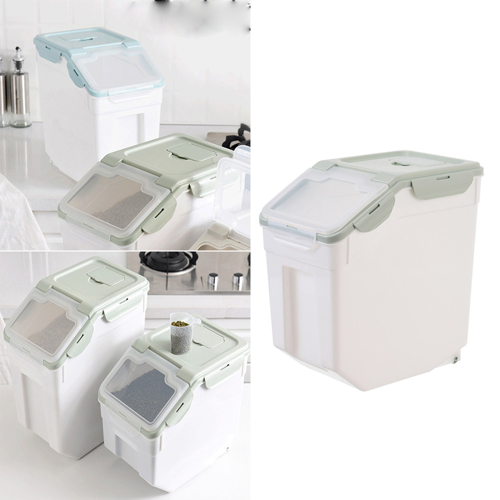Food Storage No Pantry - ベージュの大型ペットフード保存容器、気密ドライフードバケツ（シール付き）、犬猫用防湿ペットフードビン、キッチンパントリー用