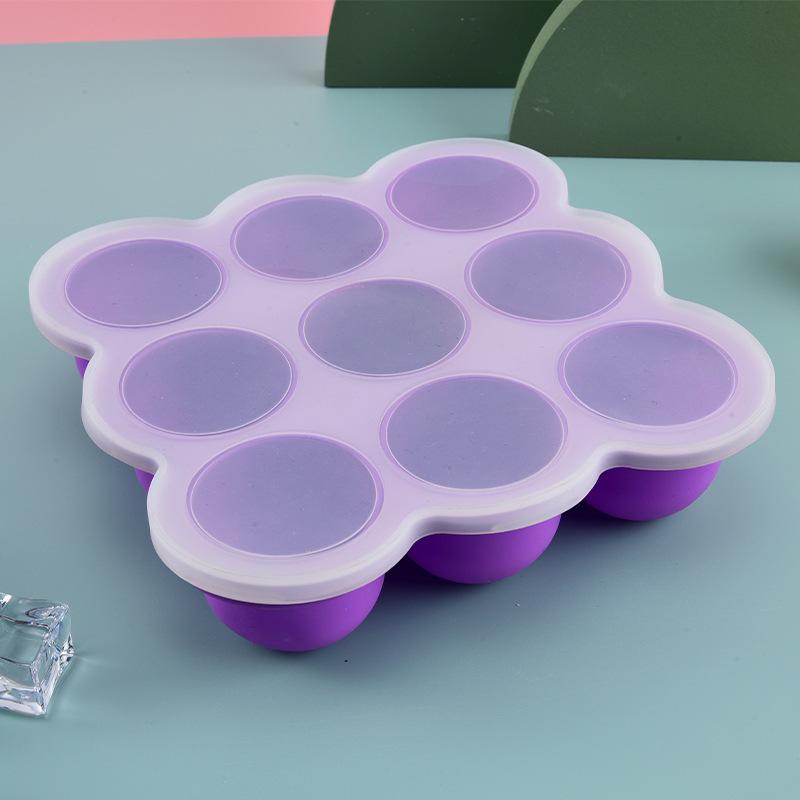 Food Storage 1 Year - ベビーフードシリコン容器 9グリッド冷凍トレイ 漏れ防止蓋 簡単リリース 自家製ピューレ保存用