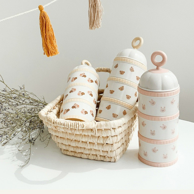 Food Storage 1 Year - かわいいクマの粉ミルクボックス離乳食アクセサリー新生児 3 層粉ミルクディスペンサー容器ボックスボトル授乳母子供