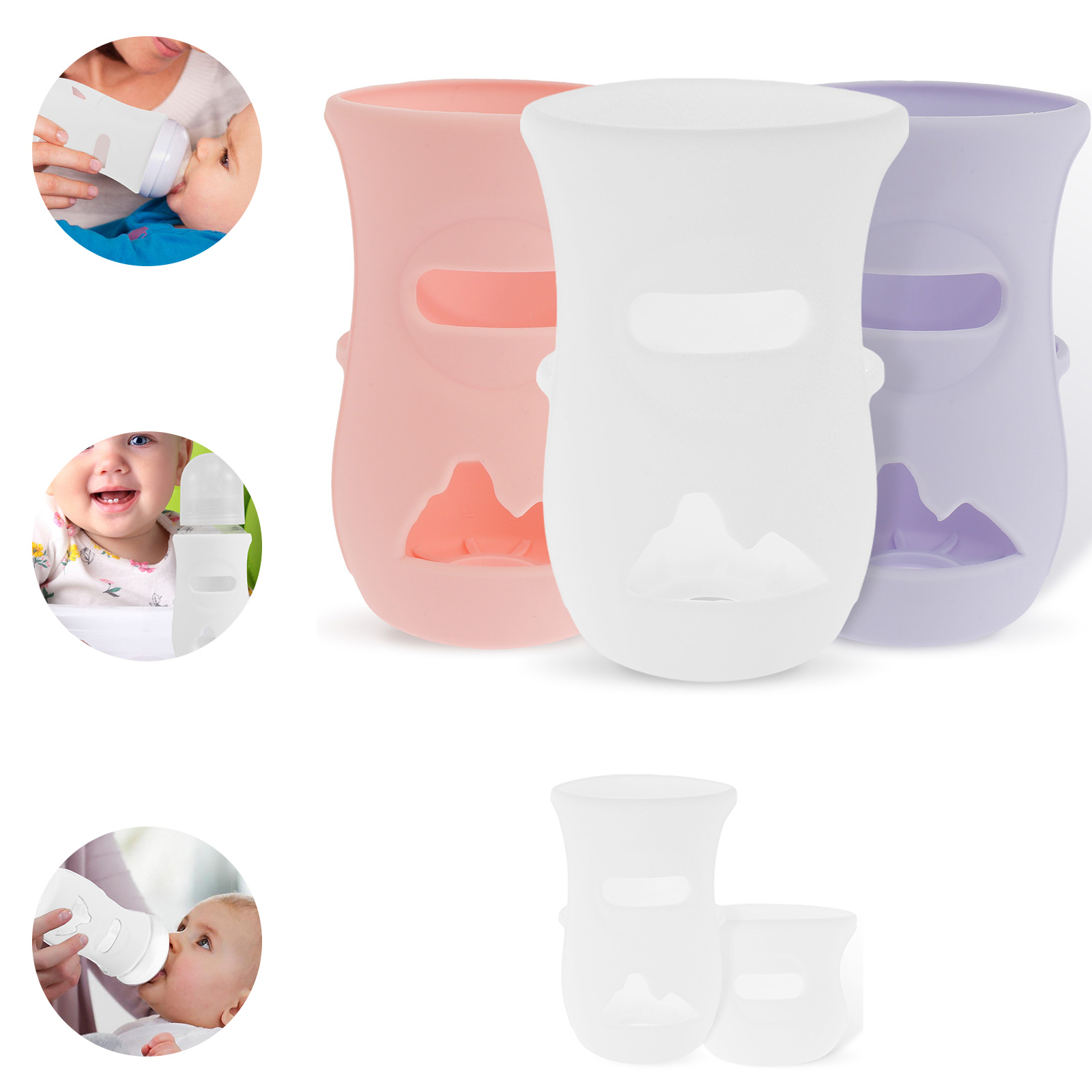 Food Storage 1 Year - シリコンスリーブ シリコン哺乳瓶カバー 断熱ガラスボトル AVENT ガラスナチュラル哺乳瓶 4/8オンスと互換性あり
