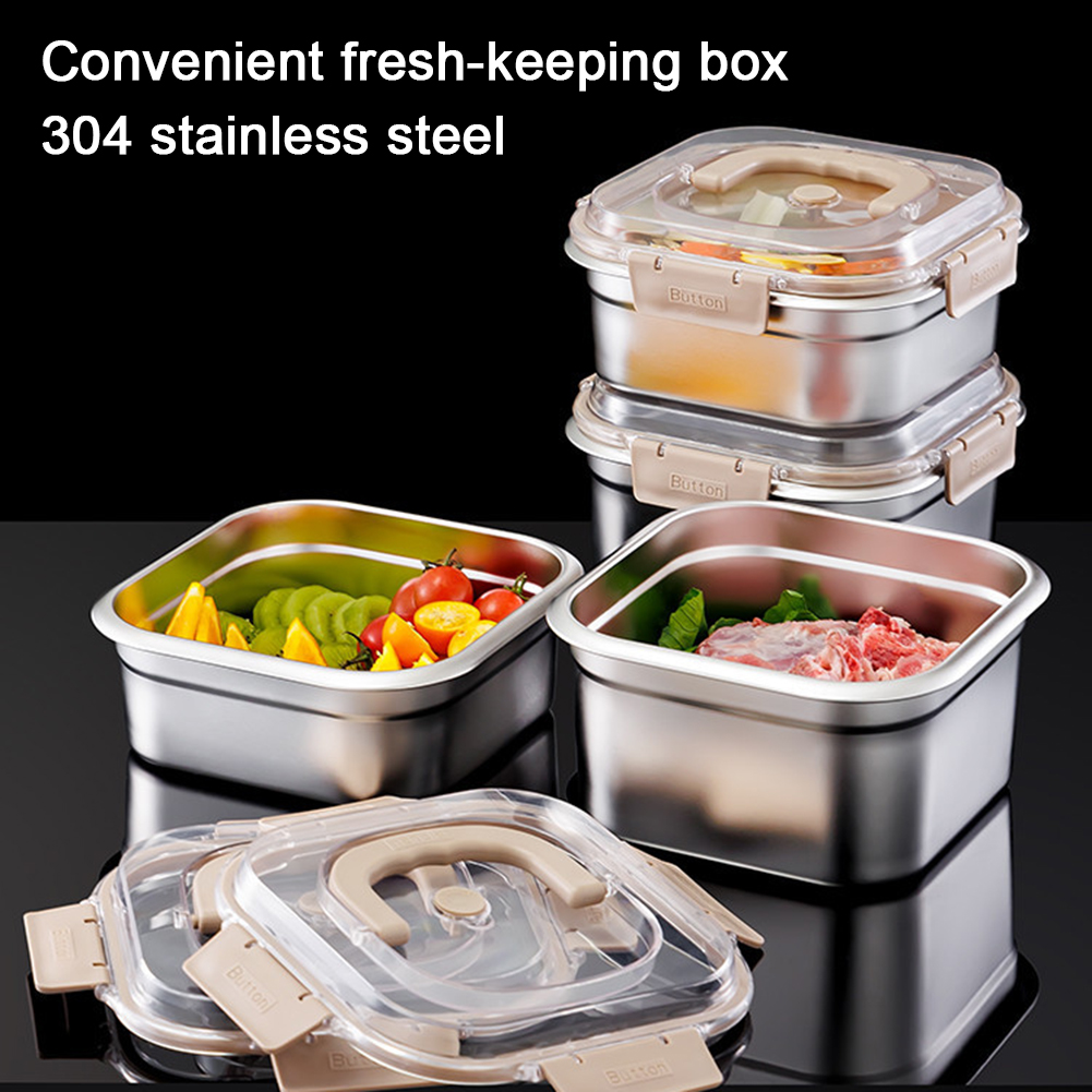Food Storage Hot Box - ホットキッチンステンレス鋼ハンドル鮮度保持ボックスフルーツスナックランチボックス冷蔵庫食品グレードの保管屋外ピクニックケース