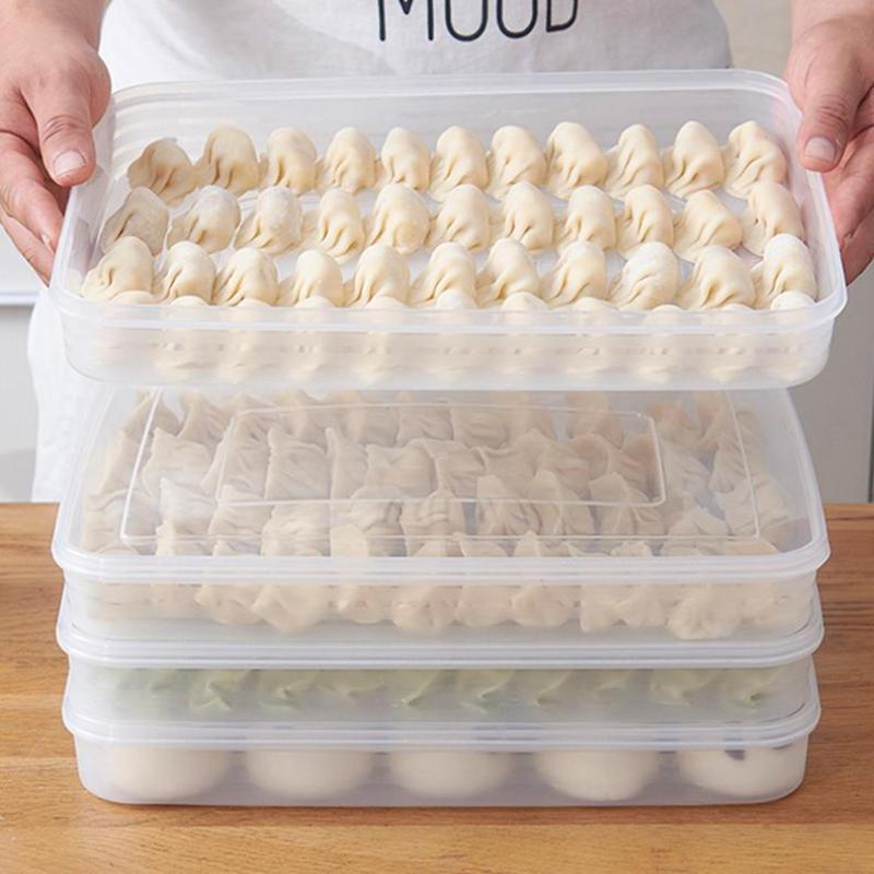 Food Storage With Dividers - 新製品・キッチン収納ボックス 冷蔵庫オーガナイザー 透明食品容器 トレイ 餃子・果物・野菜・肉・ケーキ用