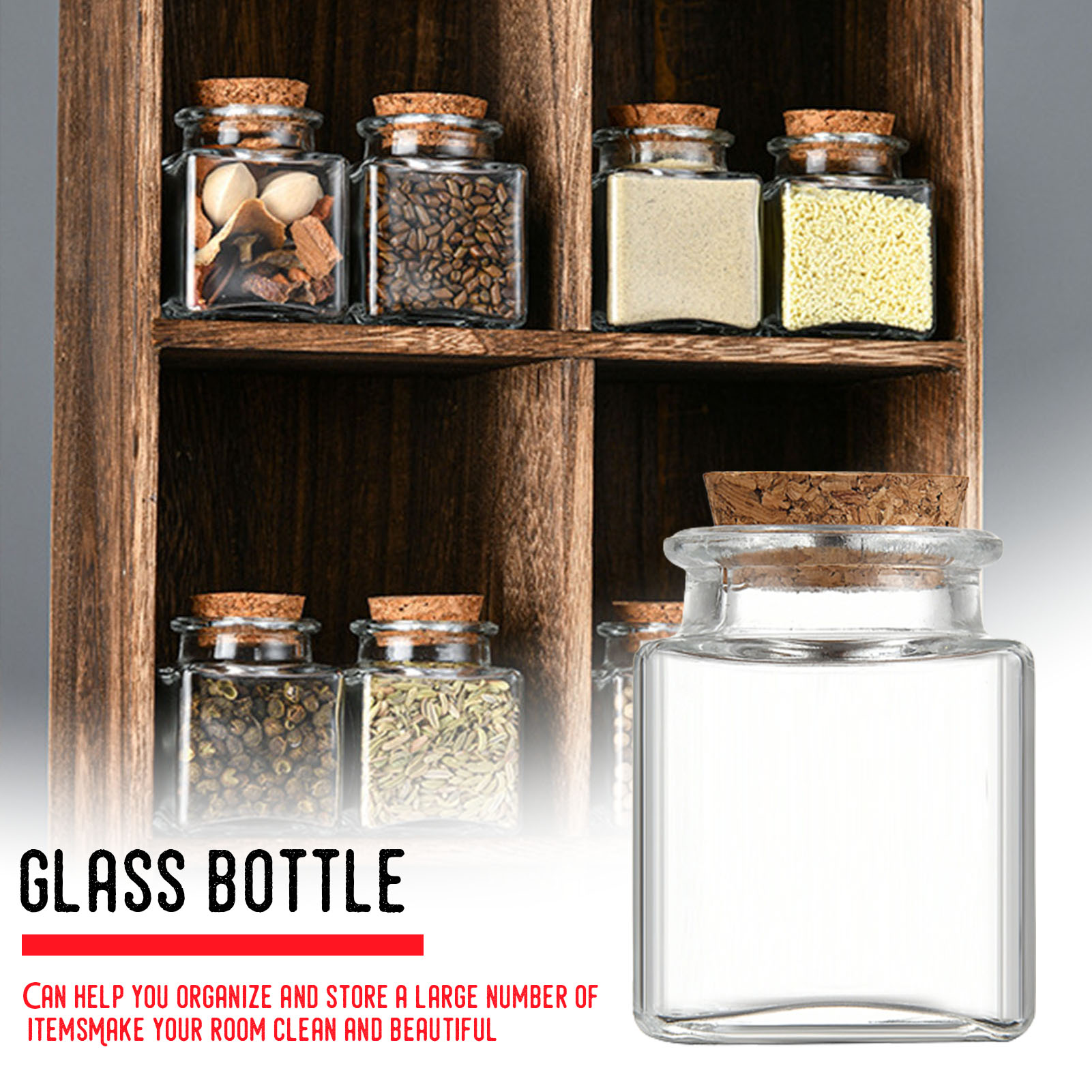 Food Storage Glass Containers - 1/5/10 個ガラス保存瓶キッチンパントリーオーガナイザー気密蓋スパイス砂糖コーヒーティーボトルドライフード容器