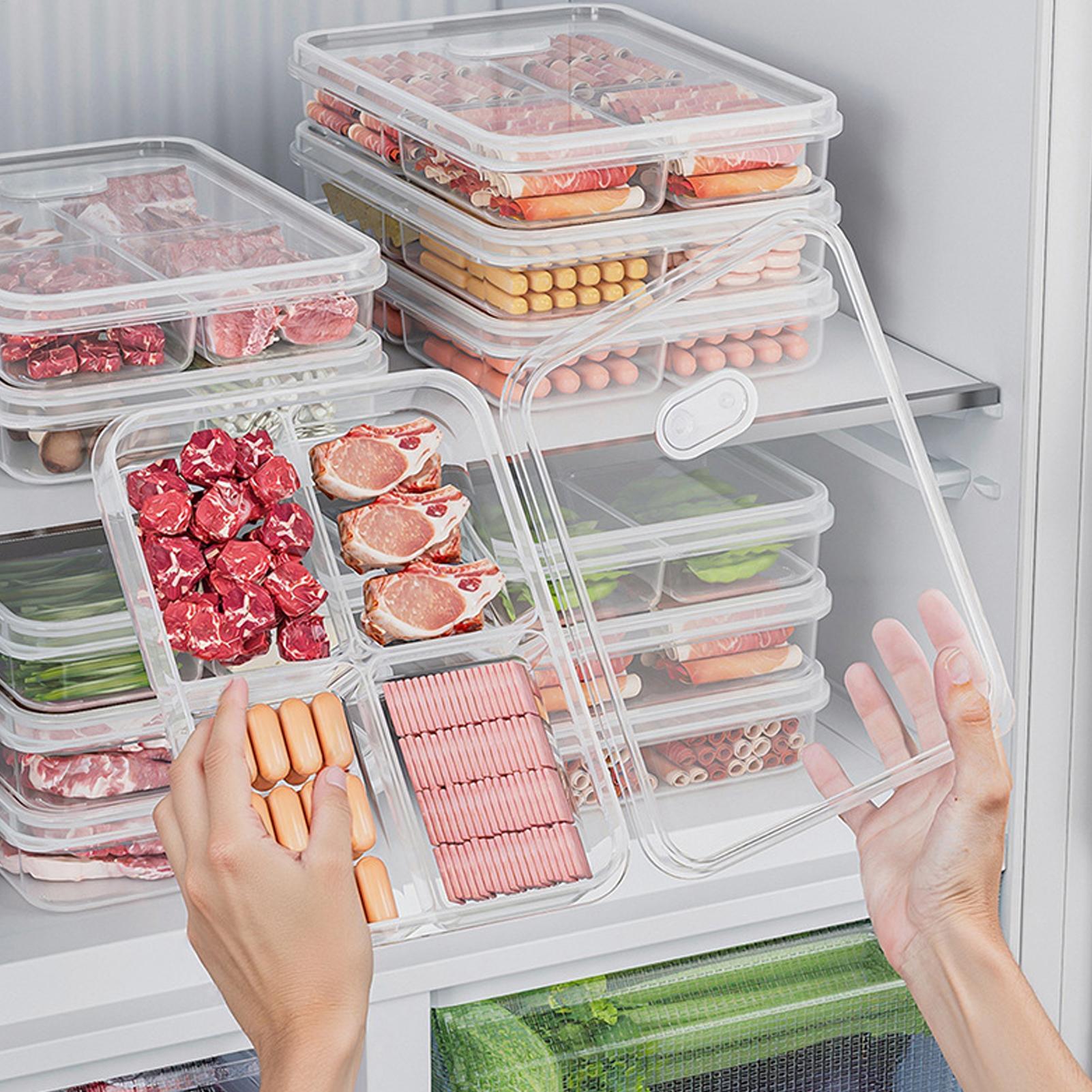 Food Storage With Dividers - 1PC 冷蔵庫収納ボックス肉野菜鮮度保持収納ボックス透明食品保存ボックスキッチンオーガナイザーボックス