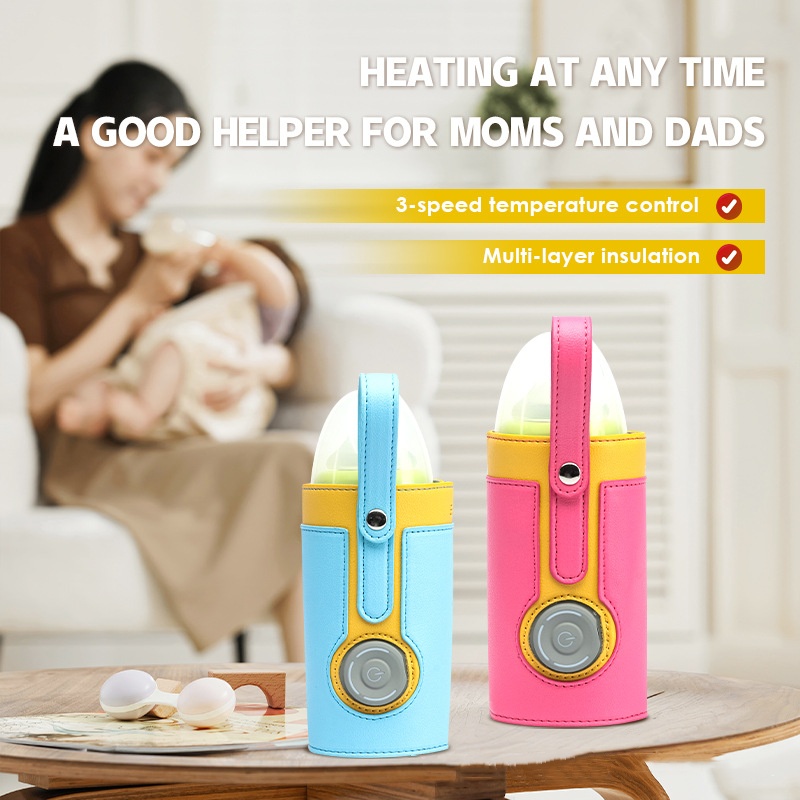 Food Storage For Baby - ポータブルレザーミルクパック,断熱材カバー,一定ミルク,ボトル加熱,屋外,USB