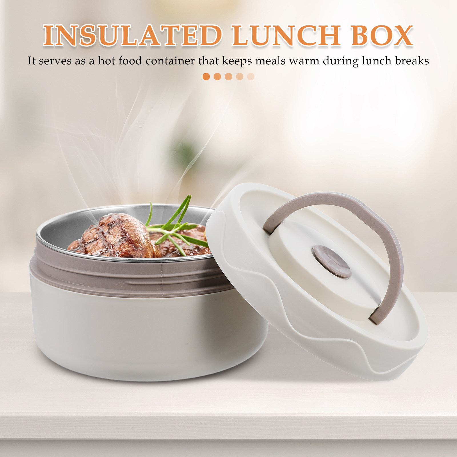 Food Storage Hot Box - 440ml ステンレス製断熱ランチボックス、漏れ防止保温食品容器、職場、学校、キャンプ用の携帯用温かい食品保存容器