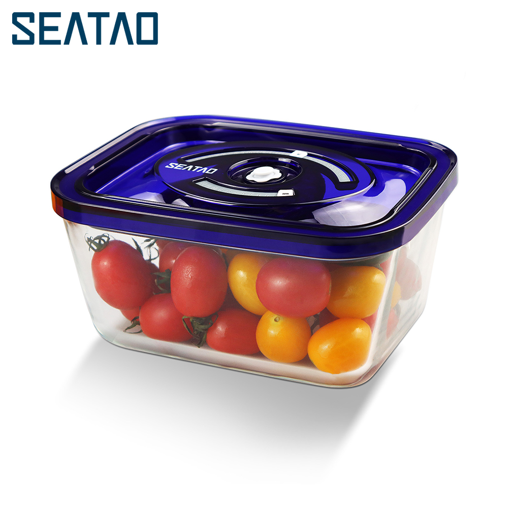 Food Storage Glass Containers - Seataoガラス食品収納コンテナは、食事の準備をしている蓋付きの真空シーラー気密ストレージコンテナを保存します