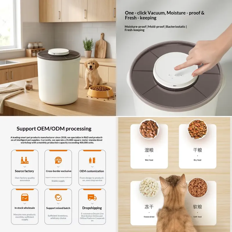 Food Storage Vacuum Containers - インテリジェント充電式真空密閉防水13L大容量プラスチック製ペットフード保存容器（子犬用、防湿）