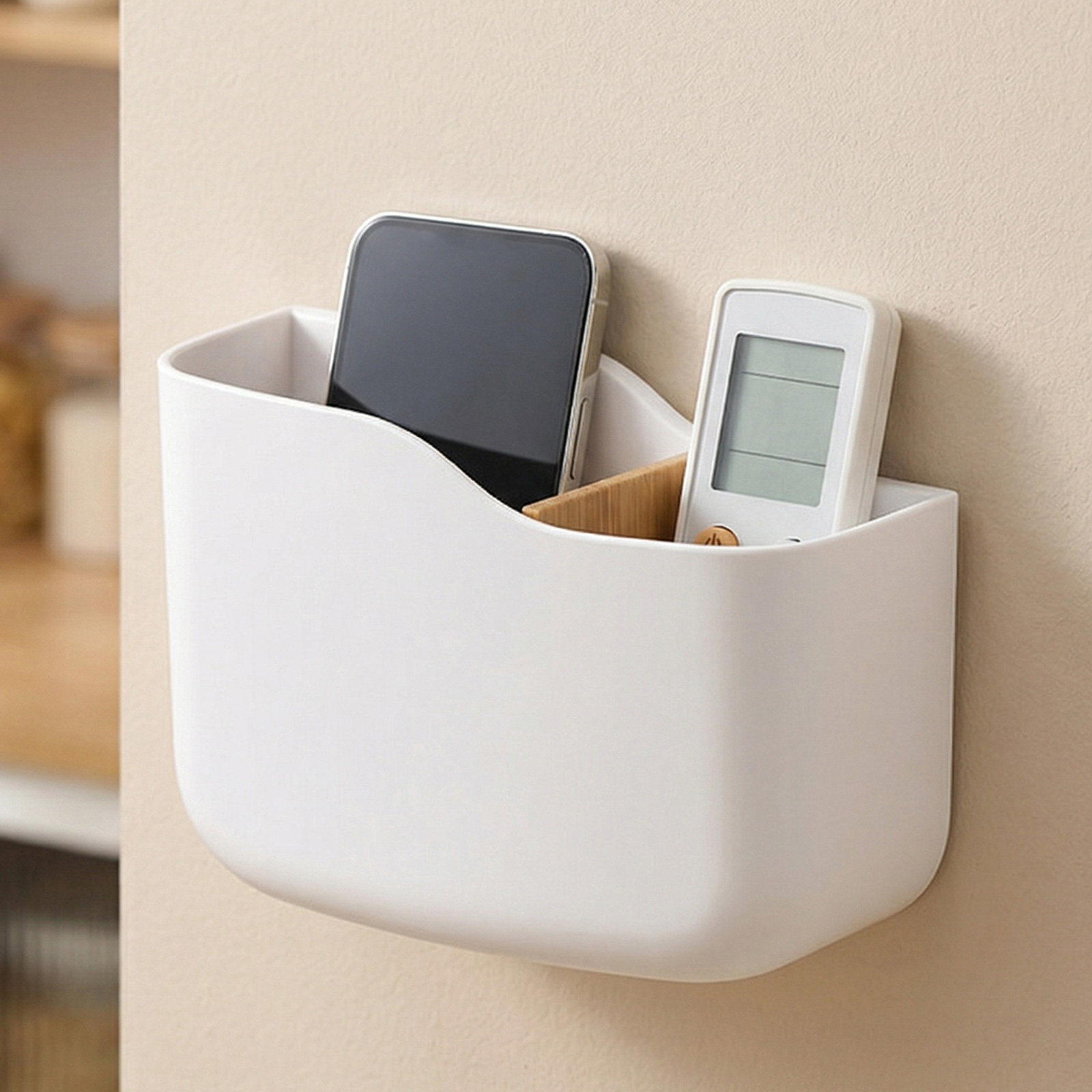 3個入りリモコンホルダー 壁掛けオーガナイザー 竹製仕切り  - Food Storage With Dividers のレビューと価格