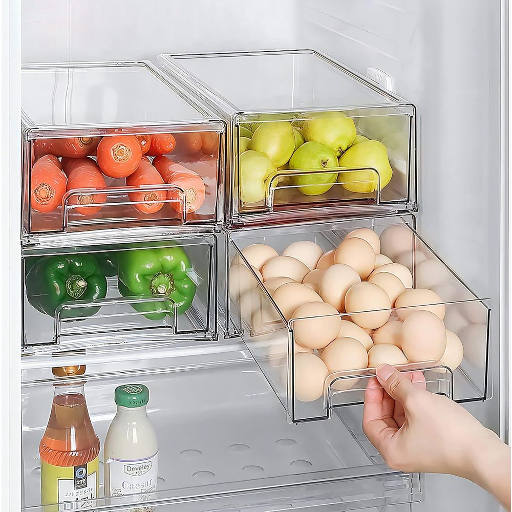 クリアリッジプルアウトスタッカブル冷蔵庫オーガナイザービン、 - Food Storage Without Pantry のレビューと価格