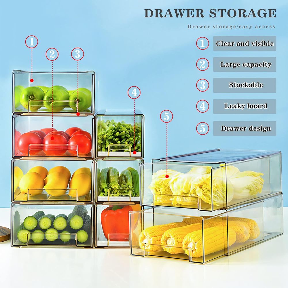 クリアリッジプルアウトスタッカブル冷蔵庫オーガナイザービン、 - Food Storage Without Pantry のレビューと価格