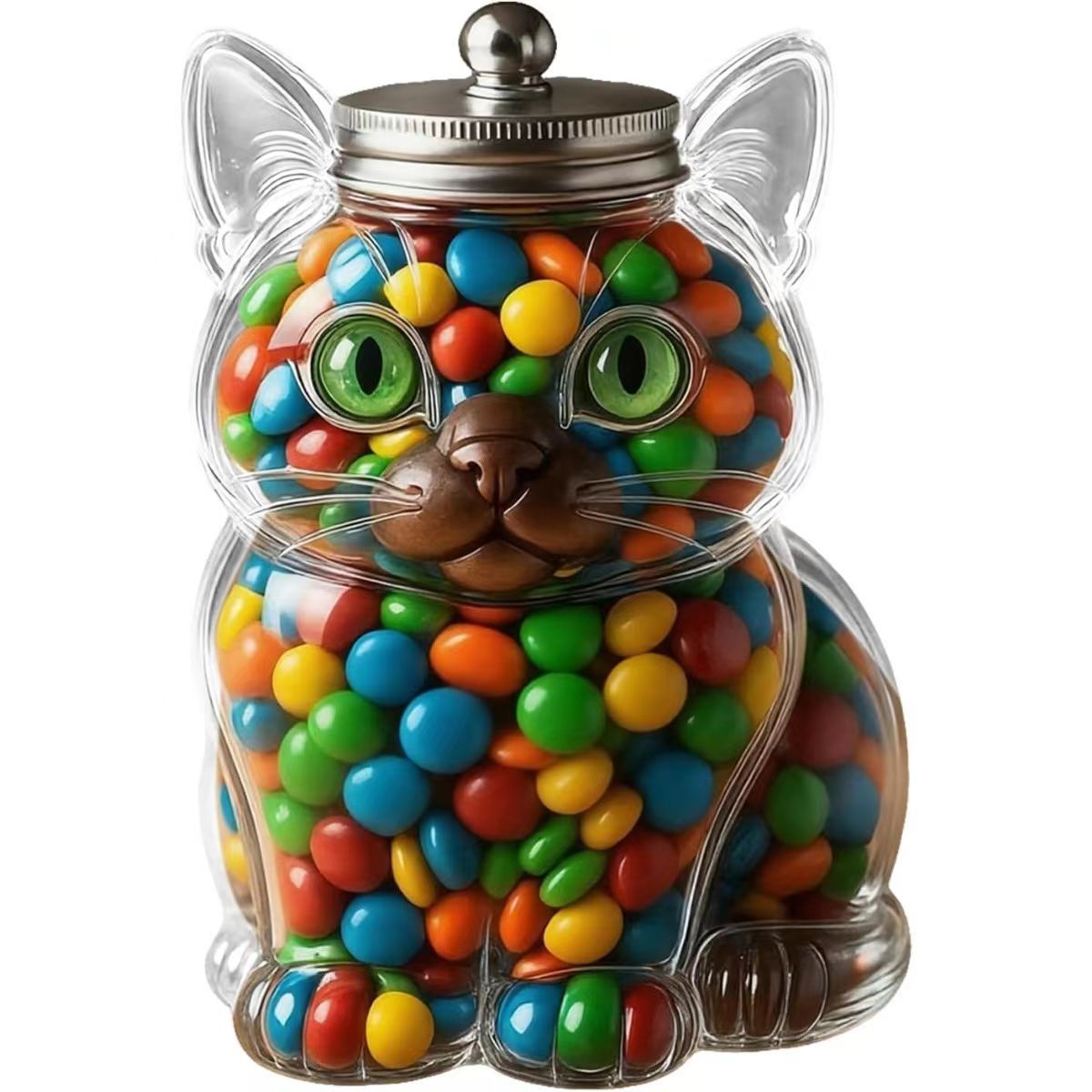 可愛い猫型のガラス製キャンディジャー、気密蓋付き、食品グレー - Food Storage Glass Containers のレビューと価格