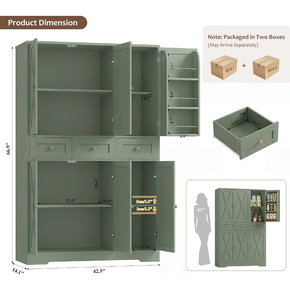 HOSTACK 67インチ ファームハウスキッチンパントリー - Food Storage Without Pantry のレビューと価格