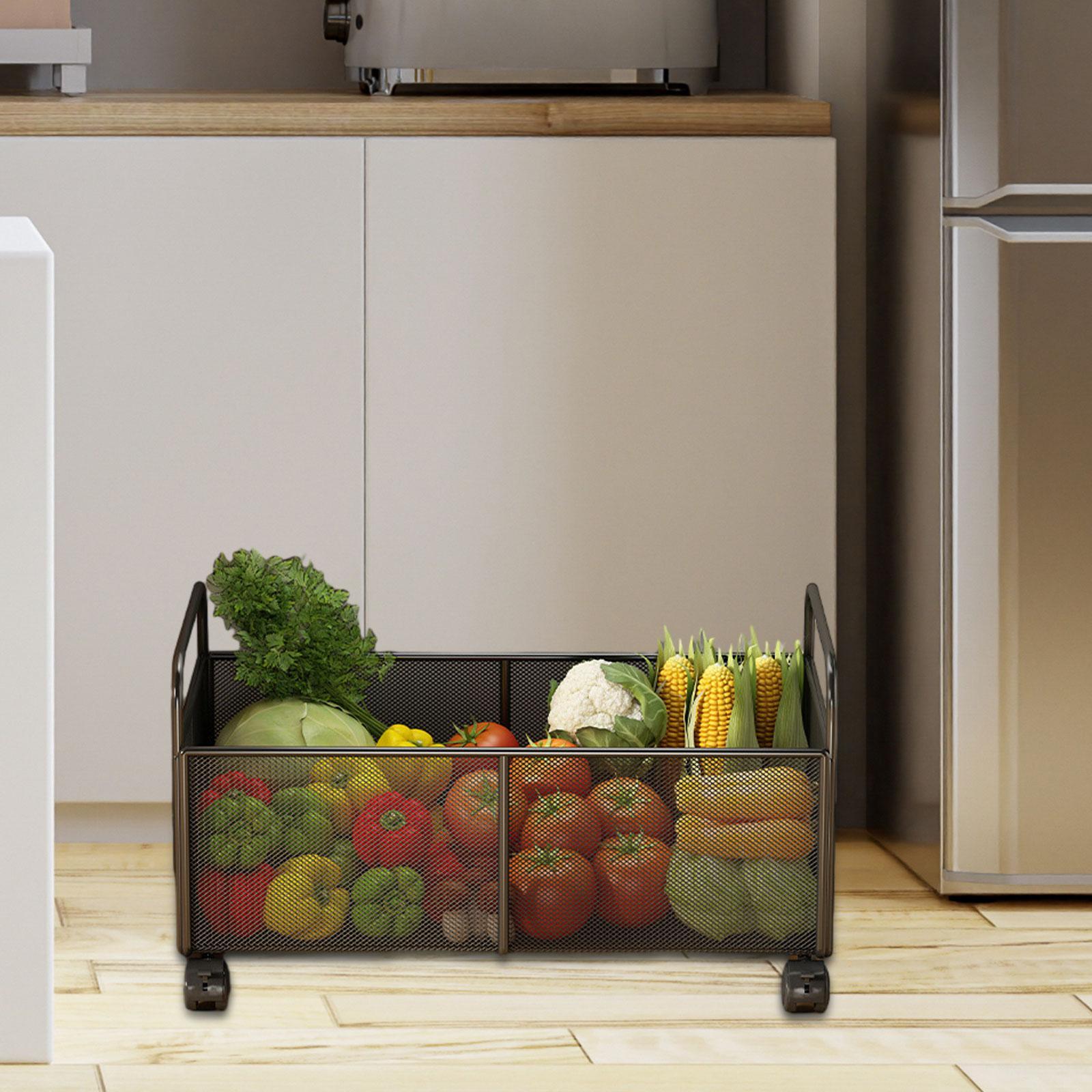 素朴な鉄製メッシュ収納バスケットオーガナイザーカート（車輪付 - Food Storage On Wheels のレビューと価格