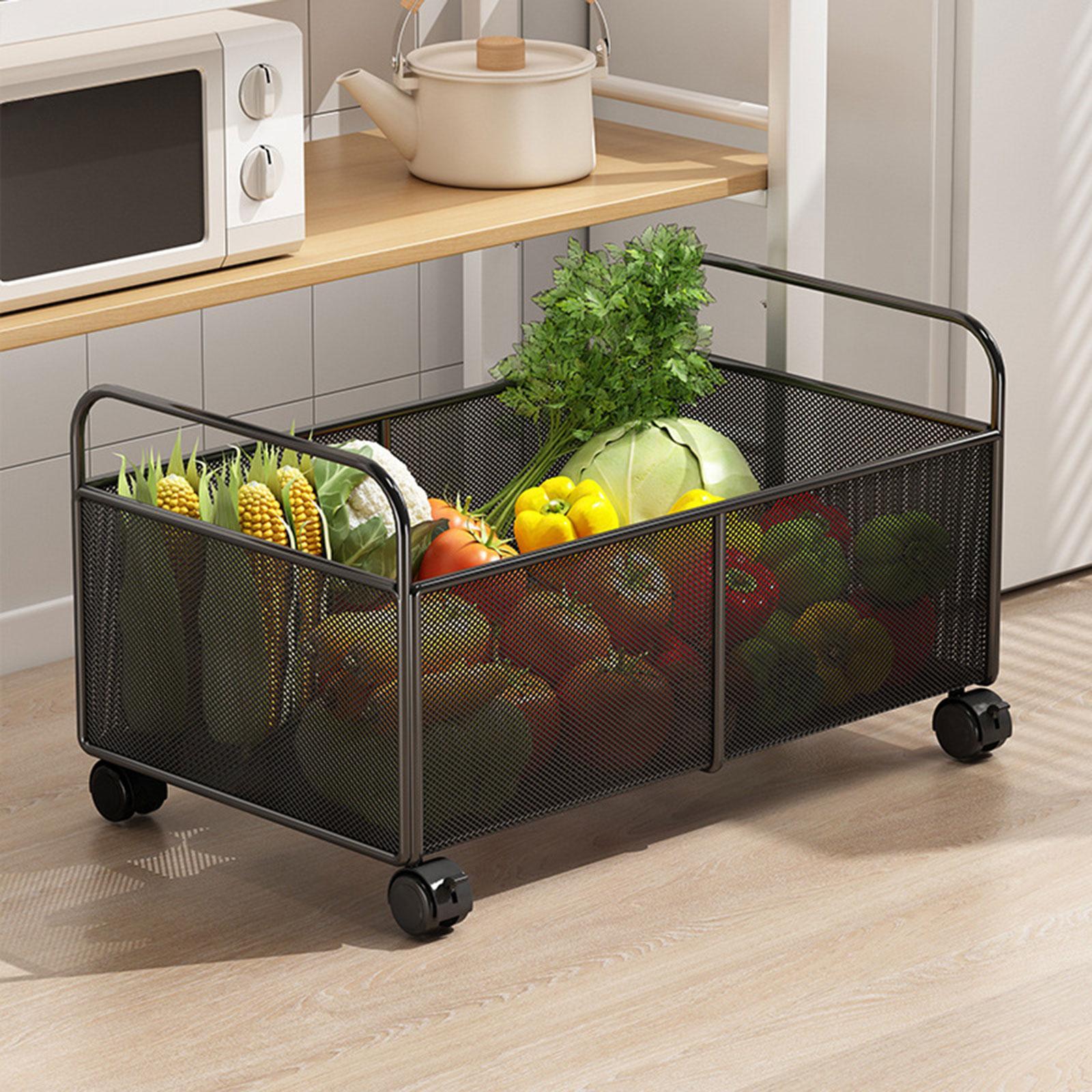 素朴な鉄製メッシュ収納バスケットオーガナイザーカート（車輪付 - Food Storage On Wheels のレビューと価格