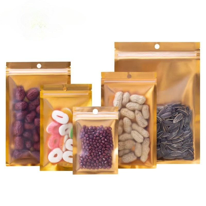 片面クリアゴールド箔ジップロックバッグ 100 個 - コー - Food Storage Bags Zip Lock Pouch のレビューと価格