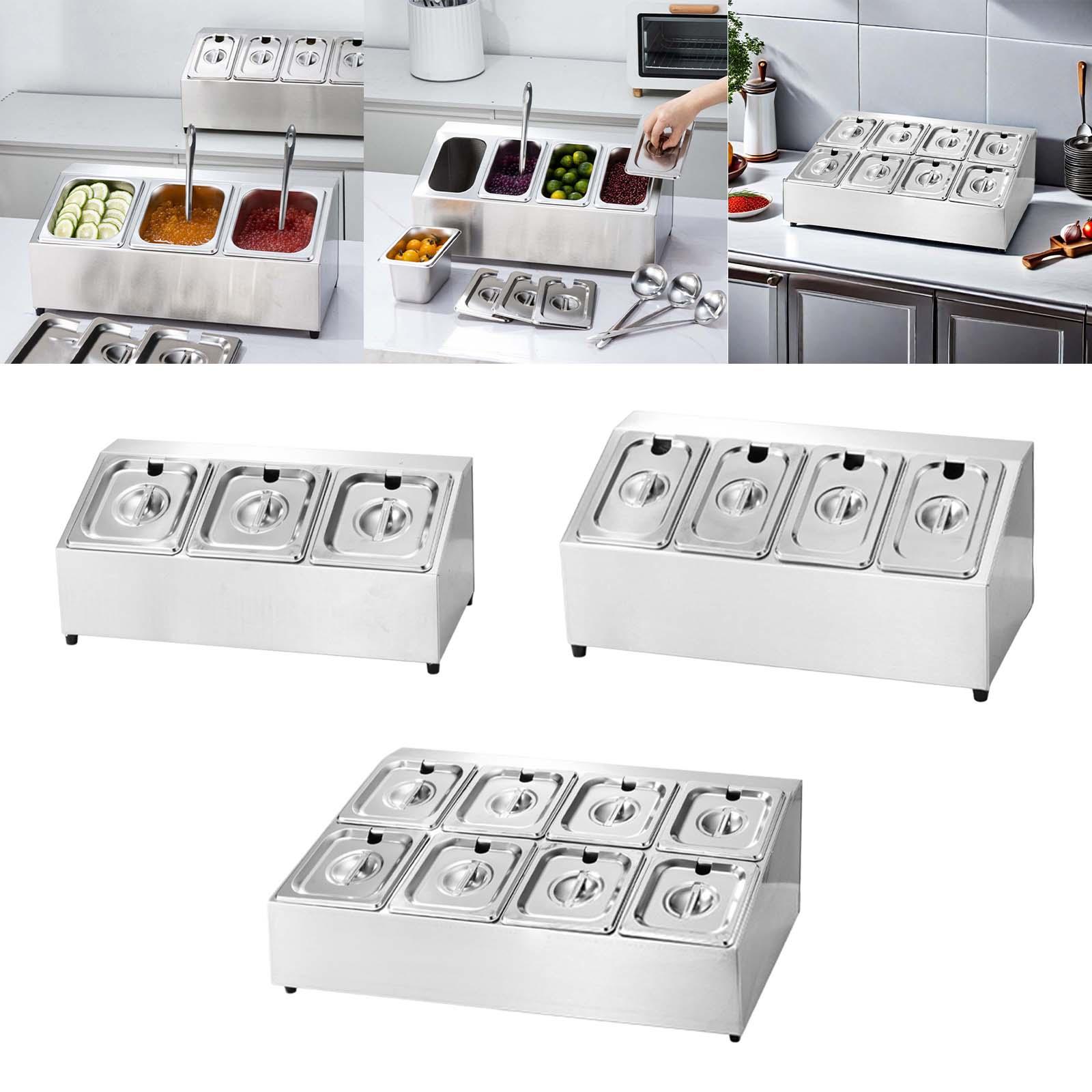 蓋付き業務用調味料トレイサーバー 3区画 ステンレス製 ジャ - Food Storage Hot Box のレビューと価格