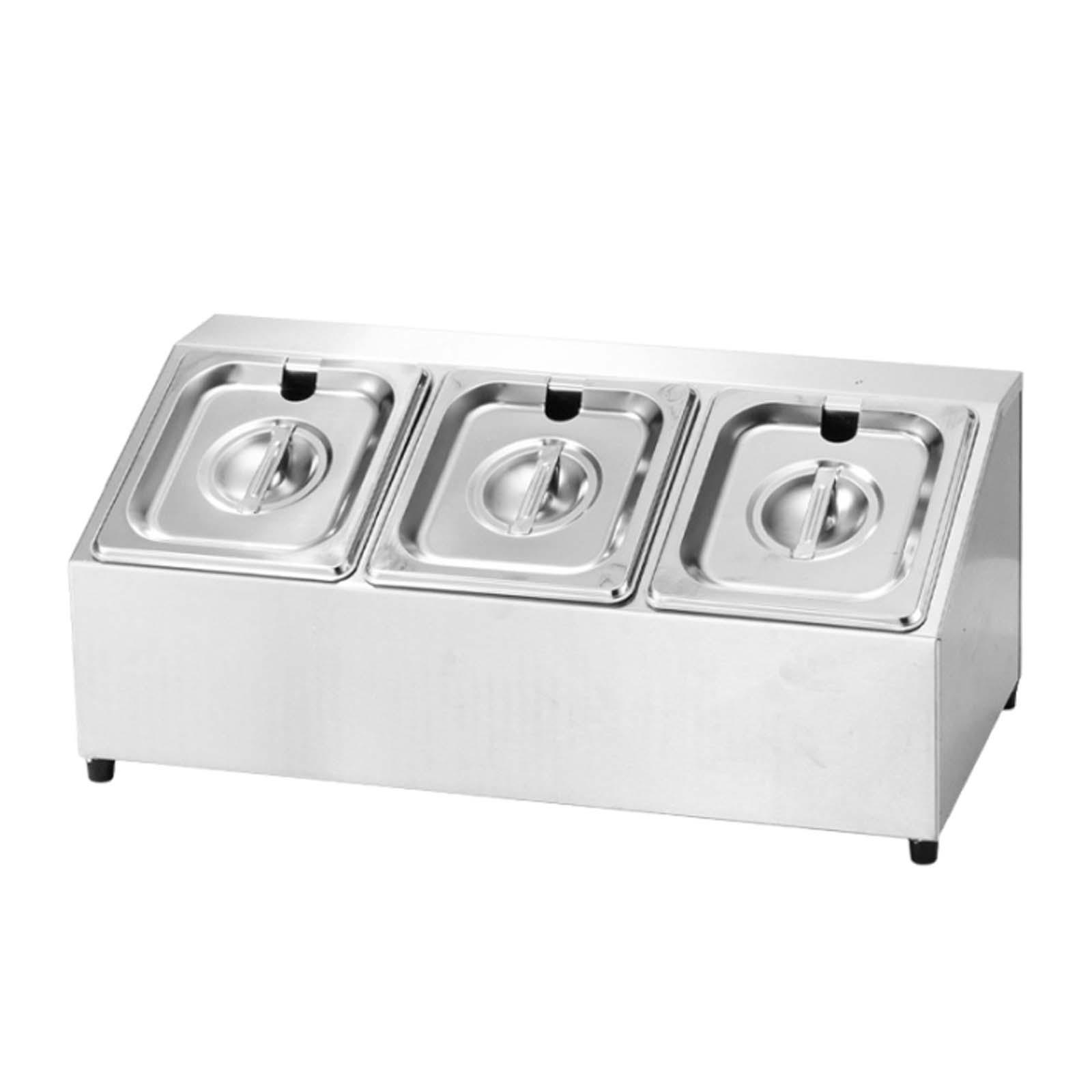 蓋付き業務用調味料トレイサーバー 3区画 ステンレス製 ジャ - Food Storage Hot Box のレビューと価格