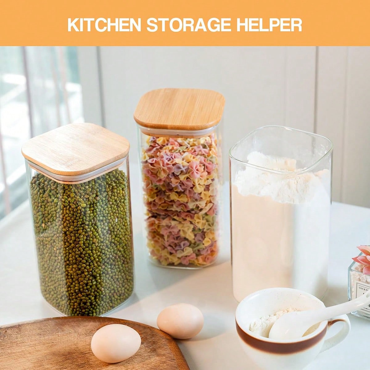 6個セットガラス製食品保存容器 モダンな正方形ガラスキャニス - Food Storage Glass Containers のレビューと価格