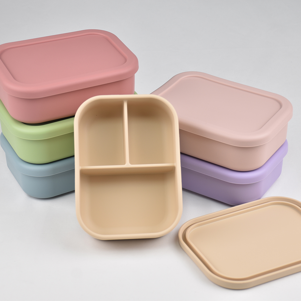 3つのコンパートメントに分かれた食品グレードシリコン製弁当箱 - Food Storage 1 Year のレビューと価格