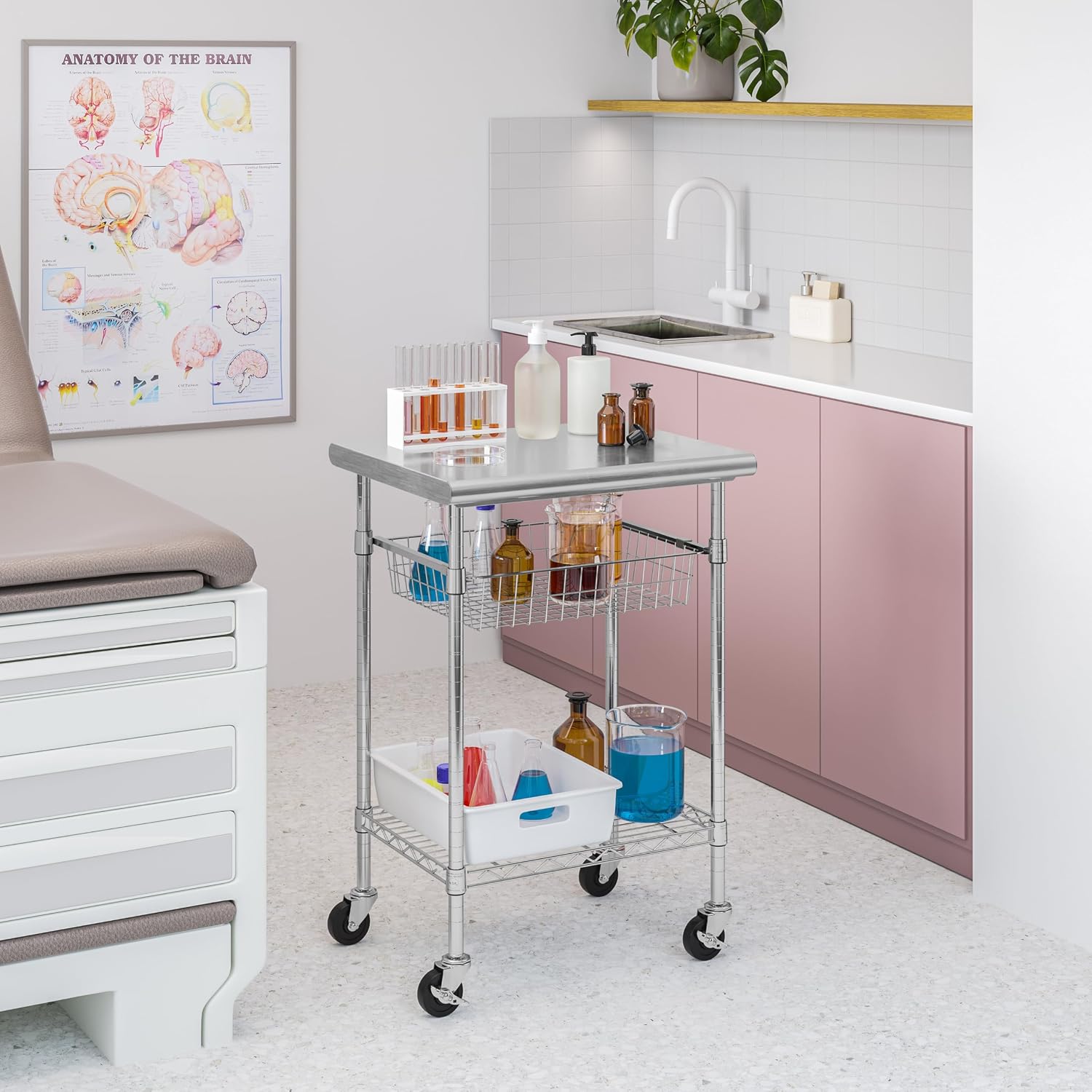 ステンレス製業務用食品調理台カート、頑丈なキッチンアイランド - Food Storage On Wheels のレビューと価格