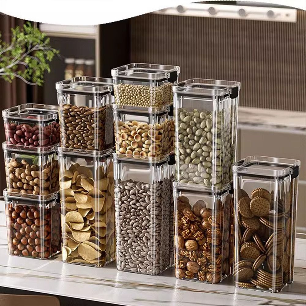 透明な食品保存容器 密閉蓋付き スタッカブル キッチンパント - Stackable Pantry Bin のレビューと価格