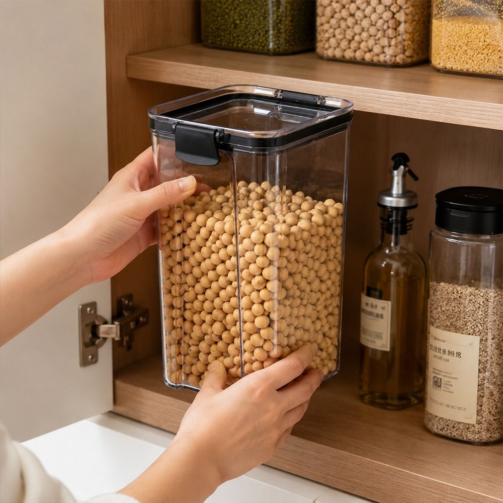 透明な食品保存容器 密閉蓋付き スタッカブル キッチンパント - Stackable Pantry Bin のレビューと価格