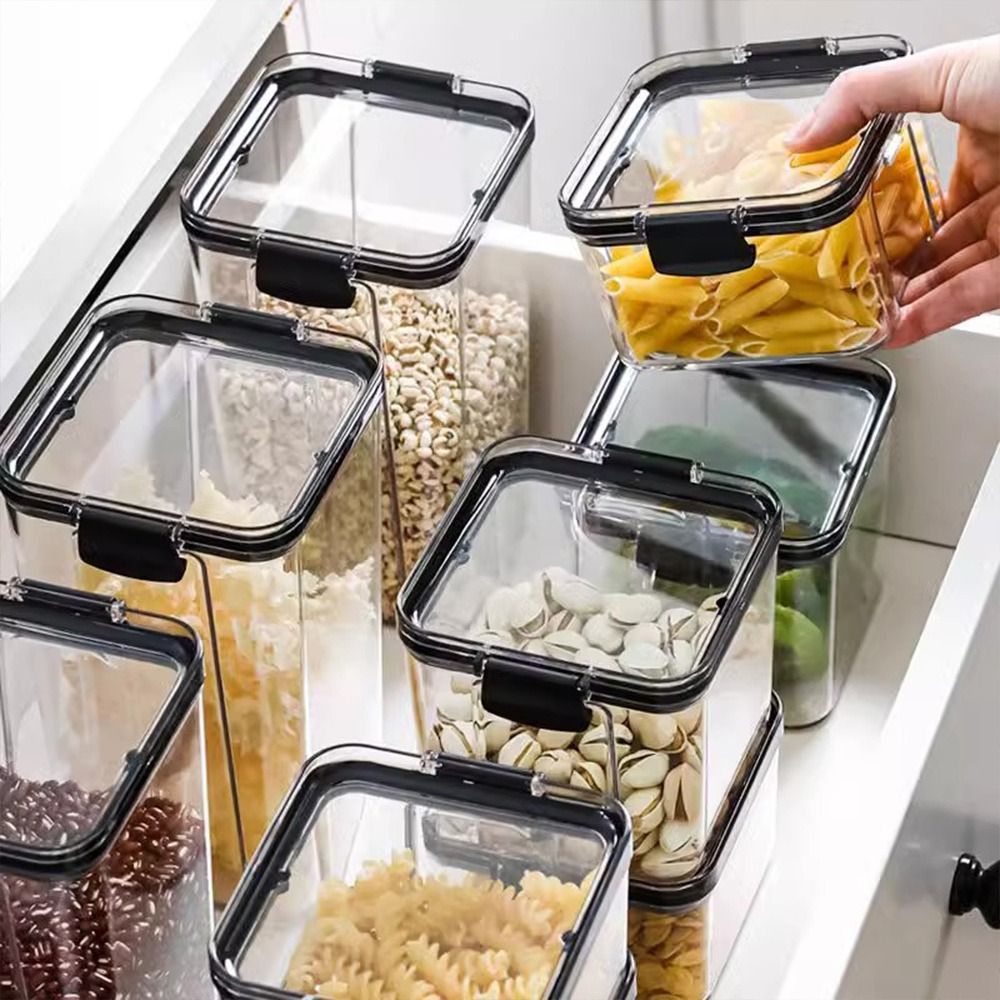 透明な食品保存容器 密閉蓋付き スタッカブル キッチンパント - Stackable Pantry Bin のレビューと価格