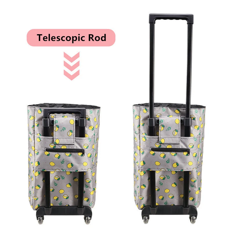 女性用折りたたみ式ショッピングバッグ,大きな買い物かご,ショ - Food Storage On Wheels のレビューと価格