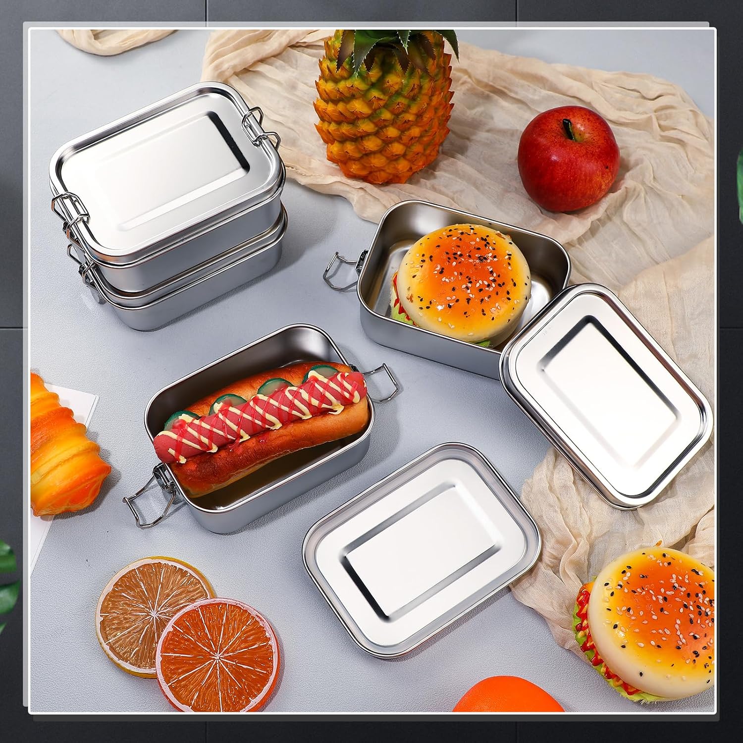 ステンレス製食品保存容器 蓋付き ランチボックス 冷蔵庫オー - Food Storage Hot のレビューと価格