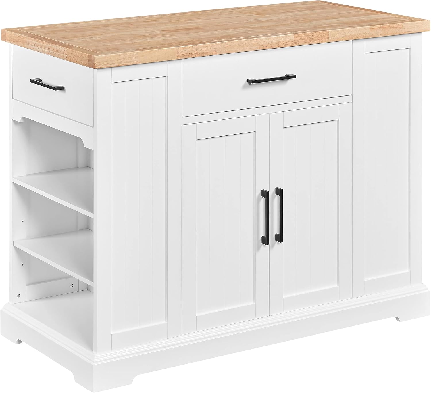 ホワイトのローリングキッチンアイランドカート、ラバーウッドト - Food Storage On Wheels のレビューと価格
