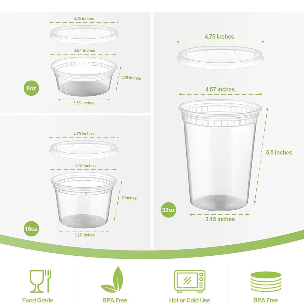 プラスチック製デリ食品容器 蓋付き、8オンス 16オンス 3 - Food Storage Variety Pack のレビューと価格