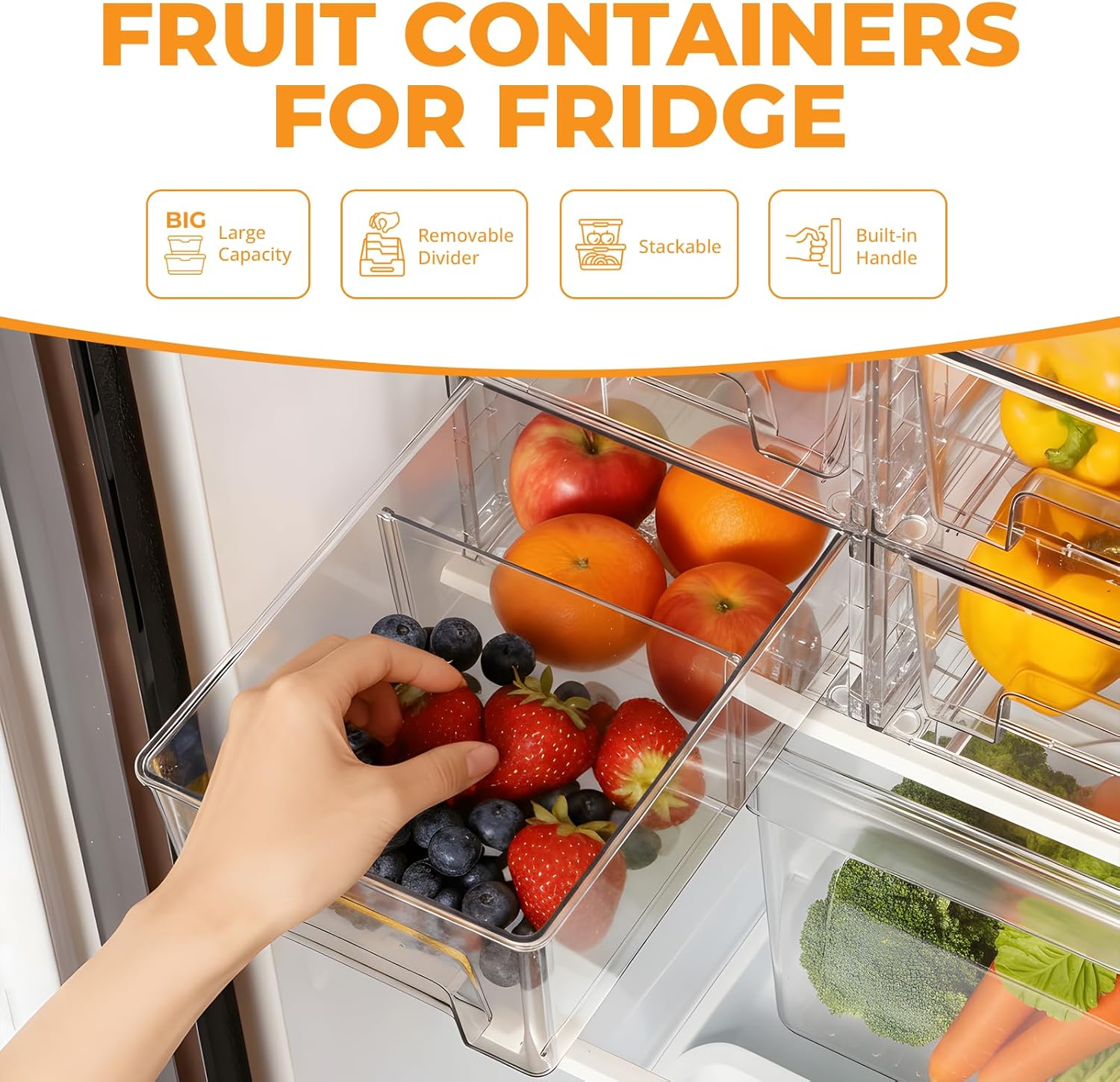 2パック積み重ね可能な収納引き出し、ハンドルと可動式仕切り付 - Stackable Pantry Bin のレビューと価格