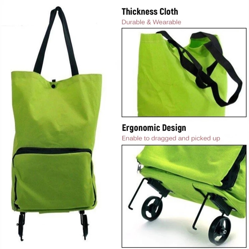 新しい折りたたみショッピングバッグ車輪付きバッグ食品ショッピ - Food Storage On Wheels のレビューと価格