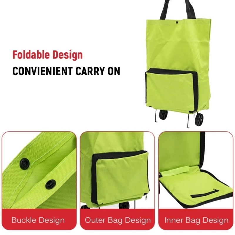 新しい折りたたみショッピングバッグ車輪付きバッグ食品ショッピ - Food Storage On Wheels のレビューと価格
