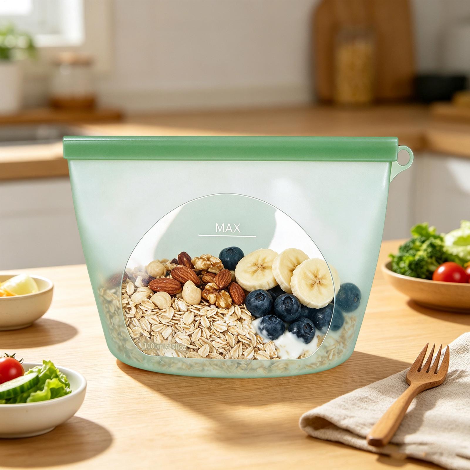 シリコンジップロックバッグ 1000ml オーブン対応ポーチ - Food Storage Bags Zip Lock Pouch のレビューと価格