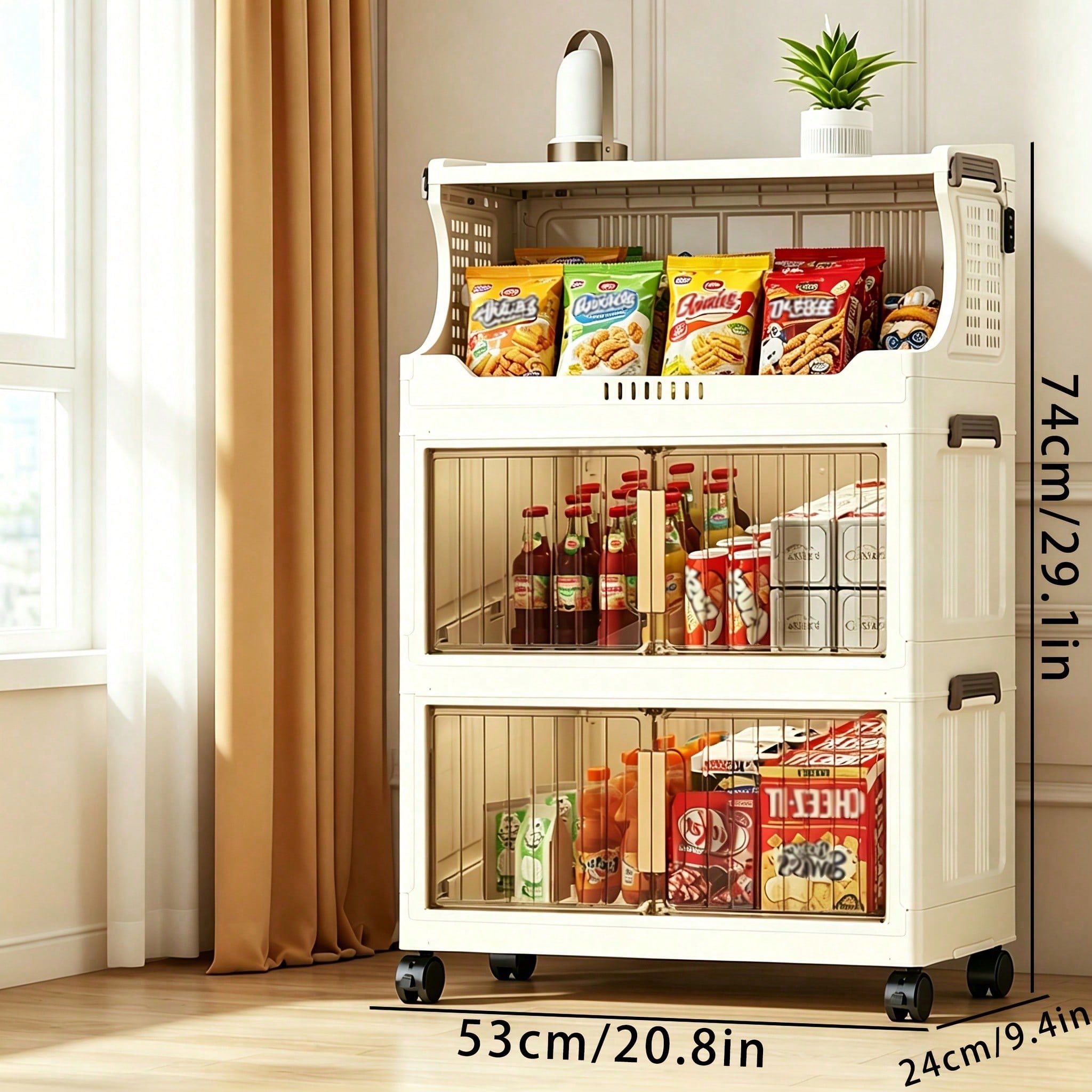 幅20.8インチの折りたたみ式収納ボックス、省スペースで積み - Stackable Pantry Bin のレビューと価格